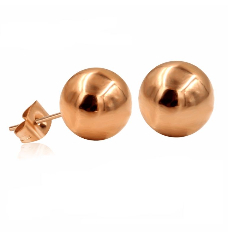 ELBAULDEJUMA - Aros esferas 7mm Gold rose chapado en oro 18kl hipoalergenico.-