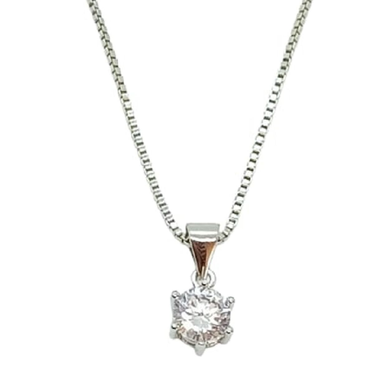 ELBAULDEJUMA - Cadena tejido veneciano dije punto  luz plata ley S925