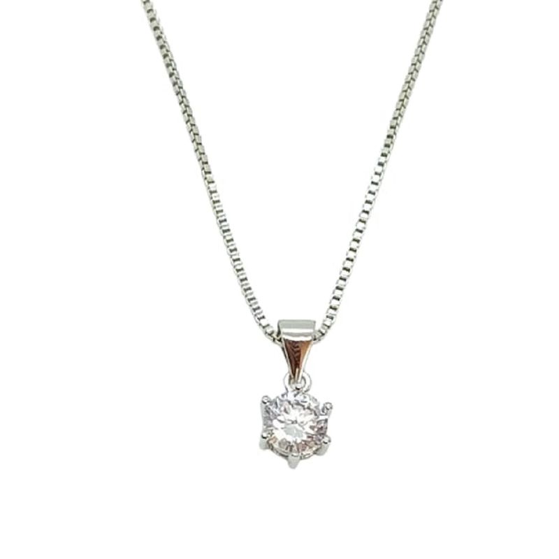 ELBAULDEJUMA - Cadena tejido veneciano dije punto  luz plata ley S925