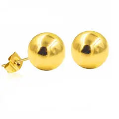 ELBAULDEJUMA - Aros esfera 8mm hipoalergénicos chapados en oro 18kl