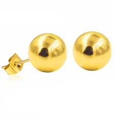 ELBAULDEJUMA - Aros esfera 8mm hipoalergénicos chapados en oro 18kl