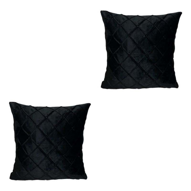 GENERICO - Funda Para Cojin Velvet Rombo Pack 2 Unds Terciopelo Colores - Negro