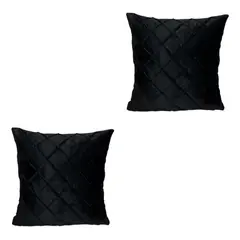 GENERICO - Funda Para Cojin Velvet Rombo Pack 2 Unds Terciopelo Colores - Negro.