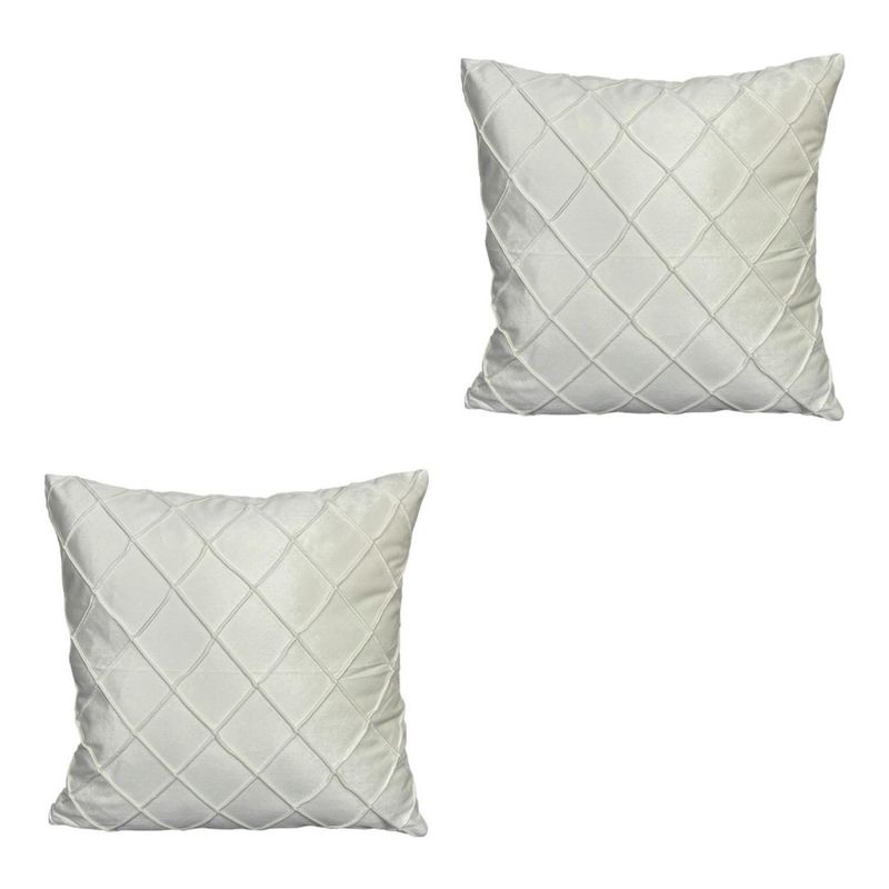 GENERICO - Funda Para Cojin Velvet Rombo Pack 2 Unds Terciopelo Colores - Crema