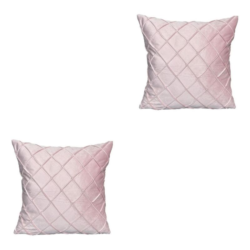 GENERICO - Funda Para Cojin Velvet Rombo Pack 2 Unds Terciopelo Colores - Rosa