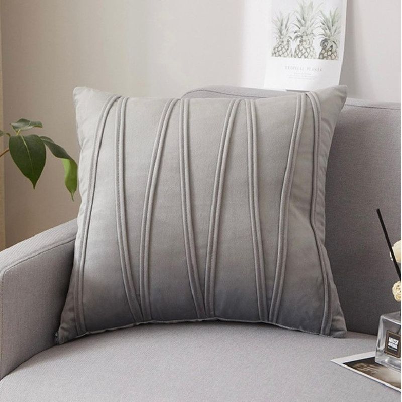 GENERICO - Funda De Cojin Terciopelo Pack 2 Unidades Con Diseño 45x45cm - Gris