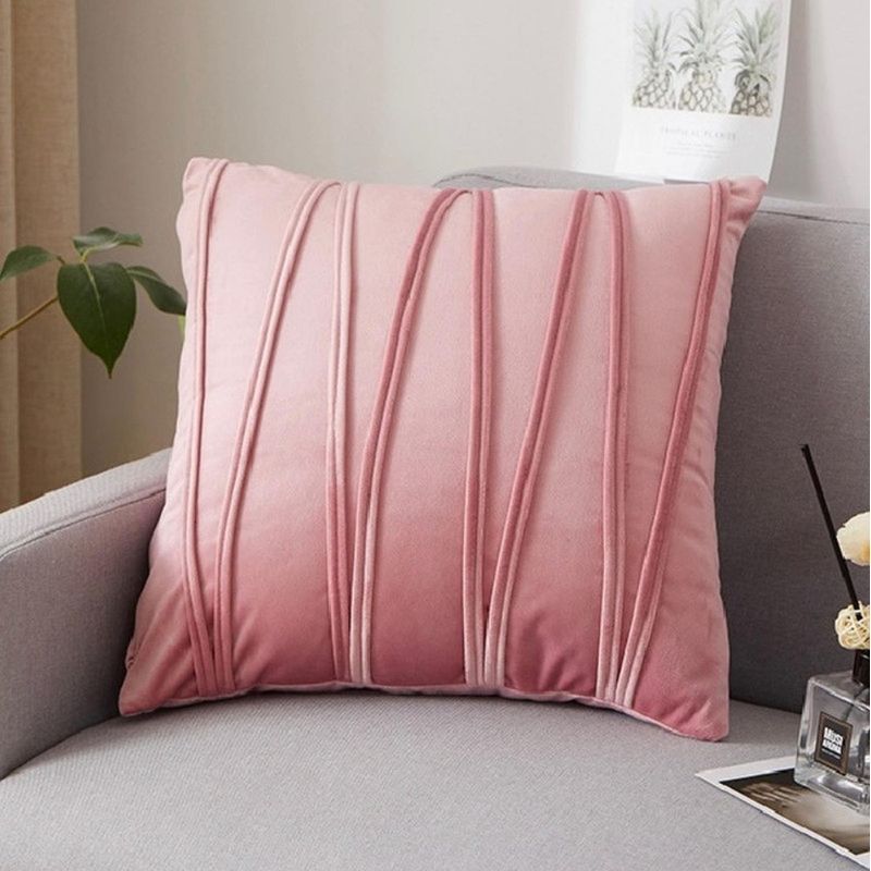 GENERICO - Funda De Cojin Terciopelo Pack 2 Unidades Con Diseño 45x45cm - Rosa