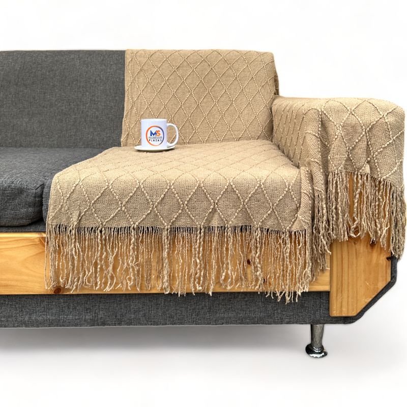 GENERICO - Manta Decorativa Tejida Estilo Nordico Para Sofa Sillon Cama - Beige