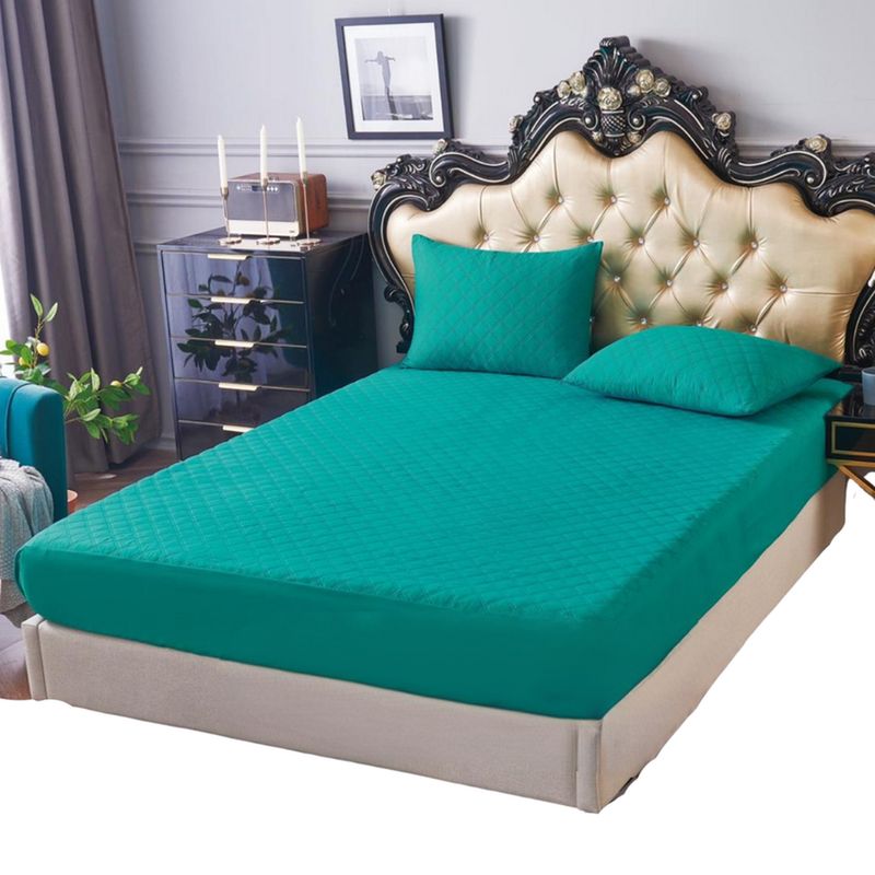 GENERICO - Funda Cubre Colchón 15 Plaza + 1 Funda Almohada - Turquesa