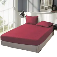 GENERICO - Funda Cubre Colchón 1.5 Plaza + 1 Funda Almohada - Burdeo