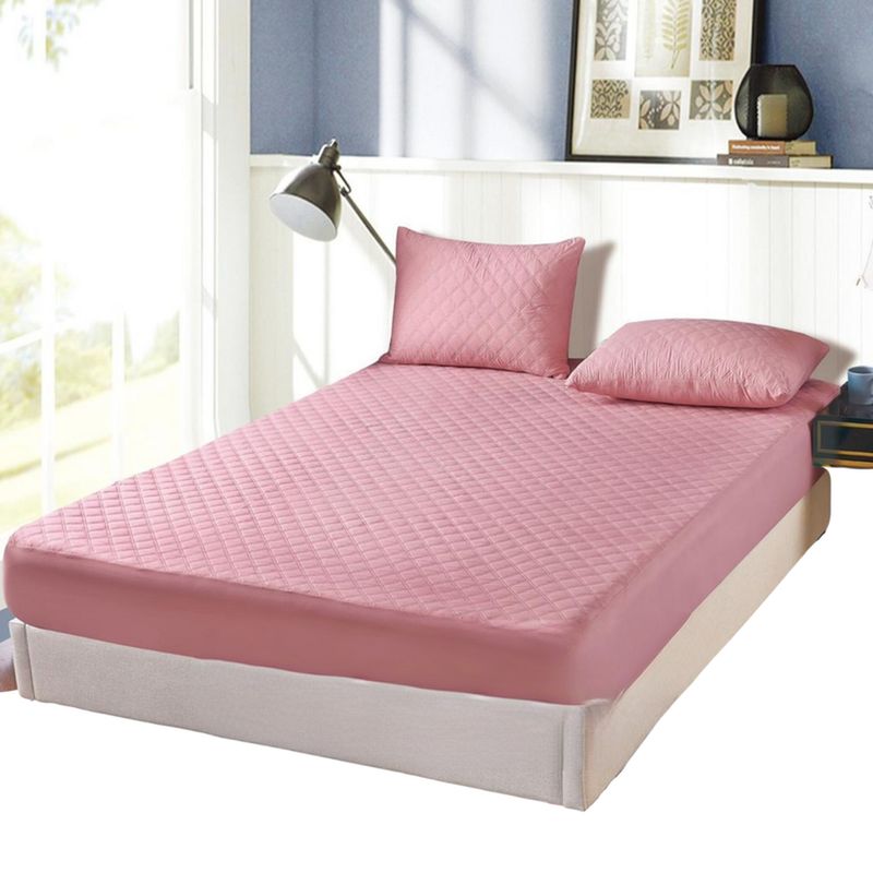 GENERICO - Funda Cubre Colchón 15 Plaza + 1 Funda Almohada - Rosa