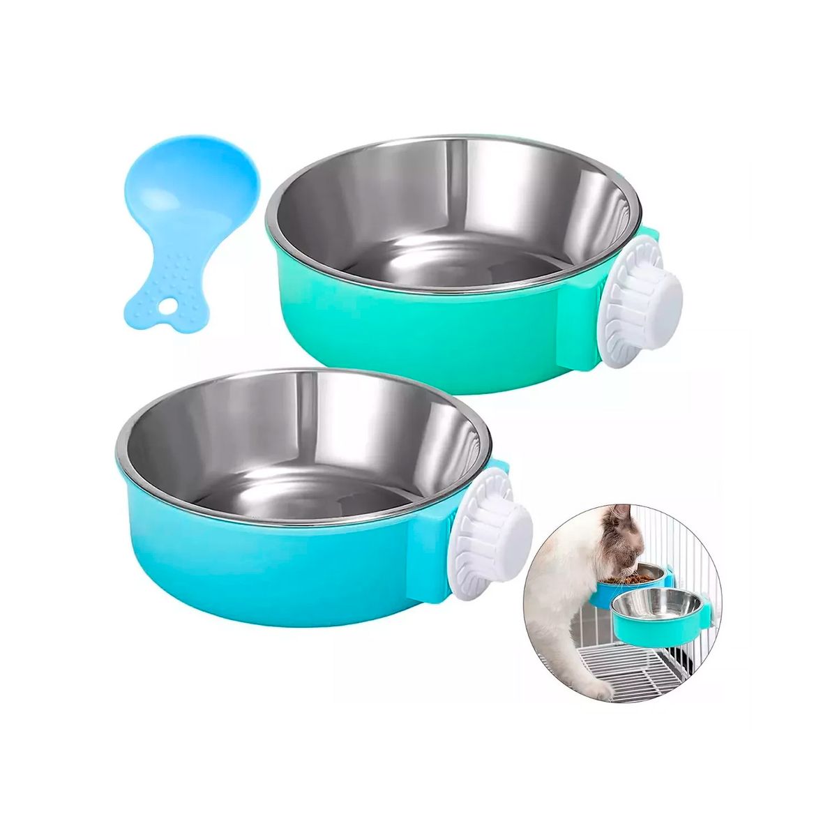 GENERICO - 2pcs Cuenco De Comida Para Mascotas Con Jaula Colgante