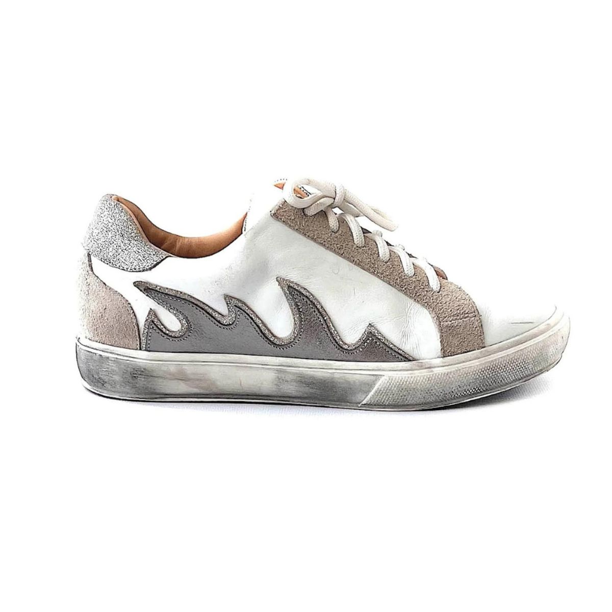 VANESSA GIL - ZAPATILLA DE CUERO LAURA BLANCA