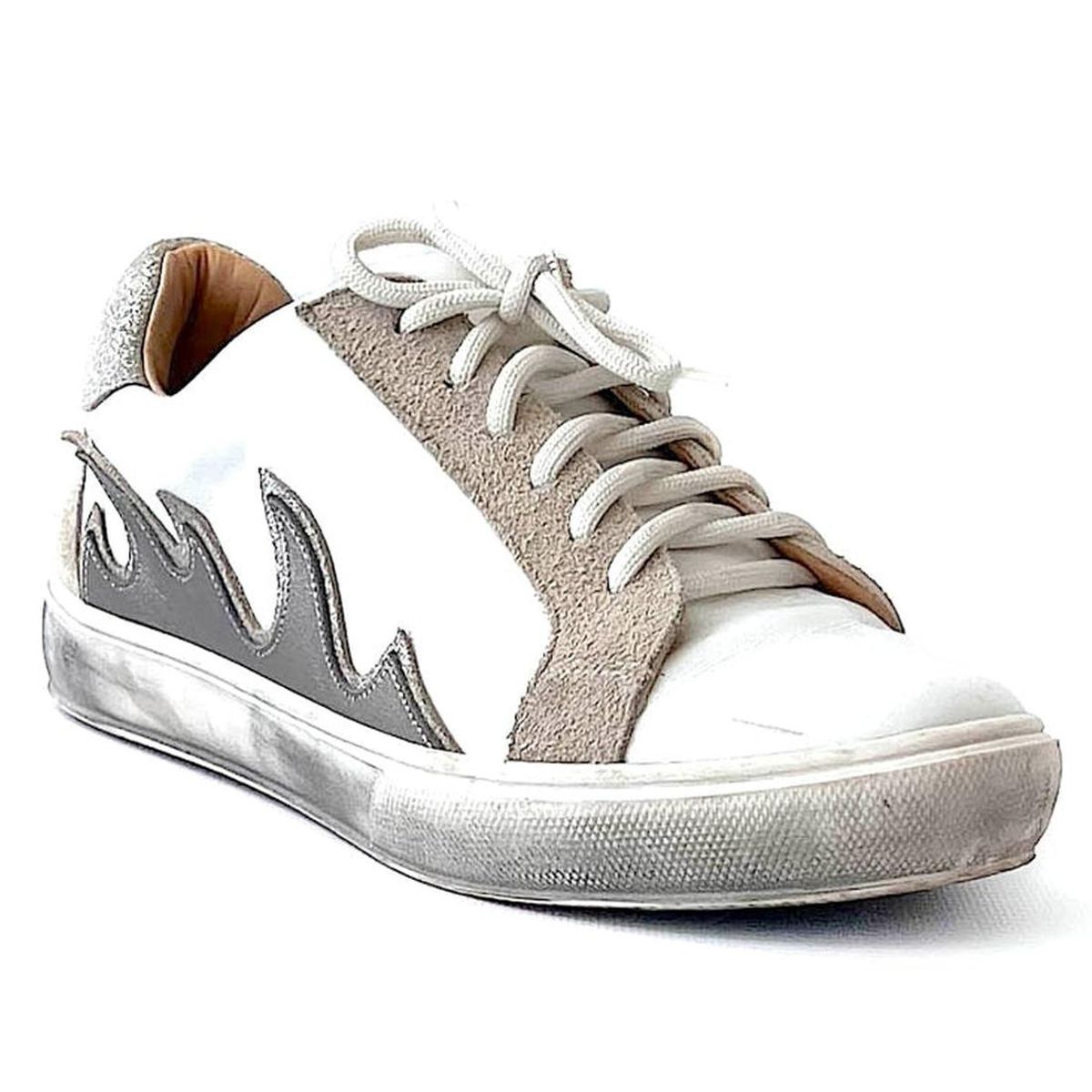 VANESSA GIL - ZAPATILLA DE CUERO LAURA BLANCA