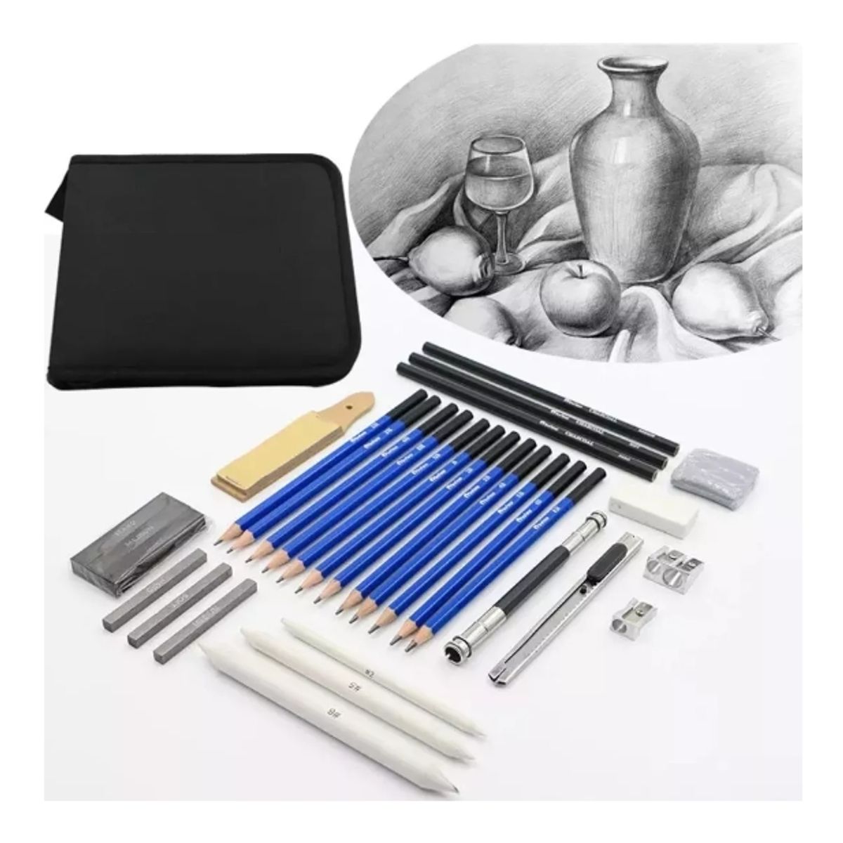 GENERICO - Kit Para Dibujo 32 Piezas Profesional Estuche Set Lápices