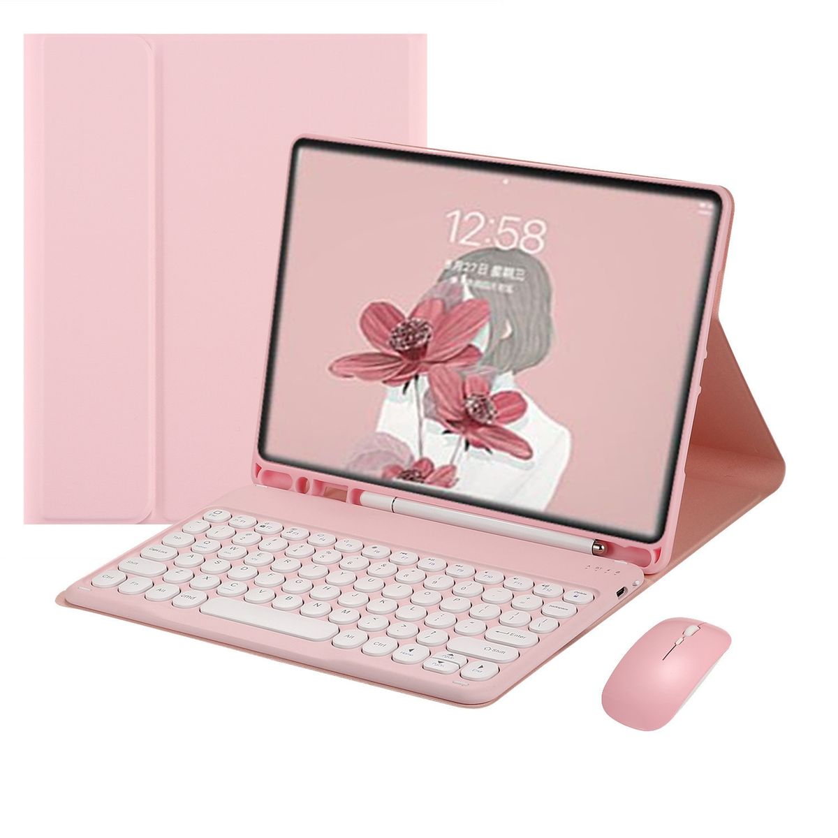SHARGE - Teclado y Ratón Bluetooth para iPad 10a Gen 2022 10.9inch Rosa Español