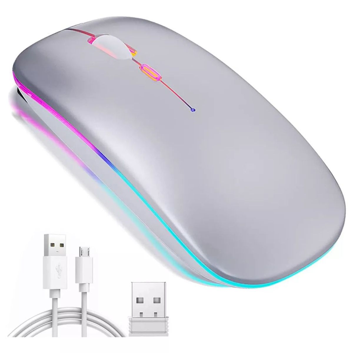 KUANGYE - Mouse Inalámbrico Ergonomico Ratón Wireless Recargable Led