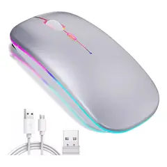 KUANGYE - Mouse Inalámbrico Ergonomico Ratón Wireless Recargable Led