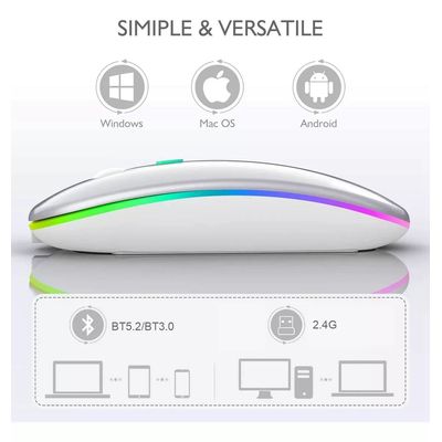 Imagen 2 del producto Mouse Inalámbrico Ergonomico Ratón Wireless Recargable Led