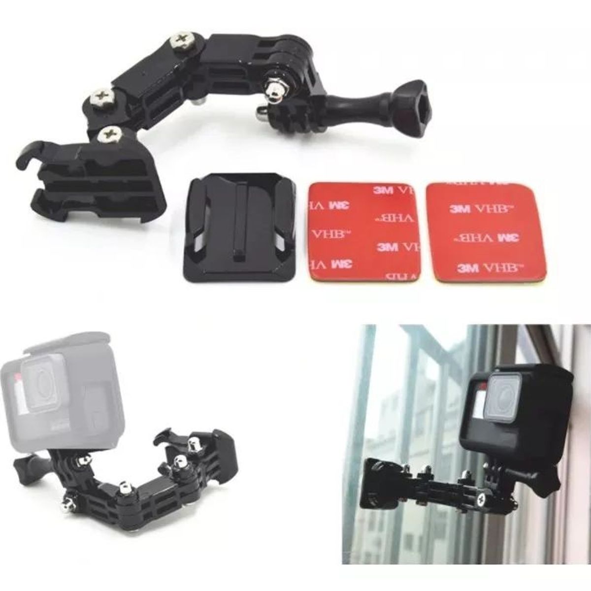 KUANGYE - Kit Montaje Frontal Adhesivo Curvo Brazo Articulado Casco Moto Bicicleta