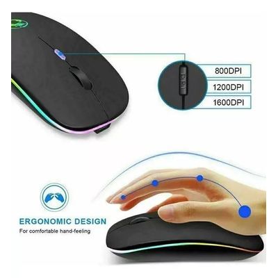 Imagen 2 del producto Mouse Inalámbrico Ergonomico Ratón Wireless Recargable Led
