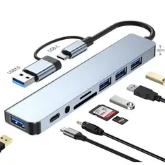 EVERSO - Adaptador Multipuerto Hdmi Hub Usb-c Con Ethernet 8 En 1 Usb