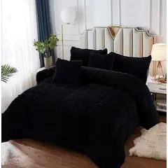 GENERICO - Plumón king negro peludito mas grande 250x270 incluye fundas GSOL