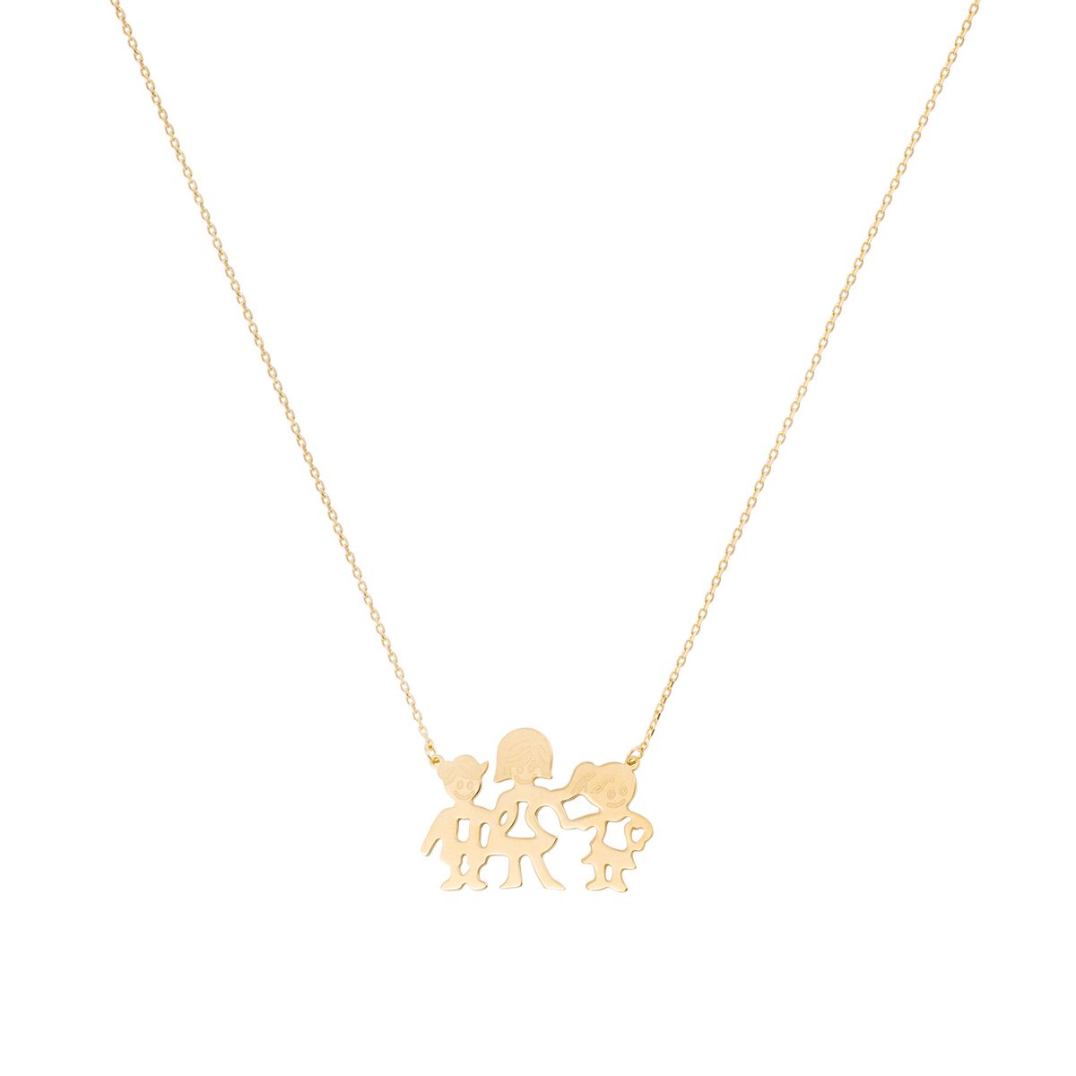 JB JOYAS BARON - Collar de Oro Amarillo 18kt Colgante Familia Niño-Niña