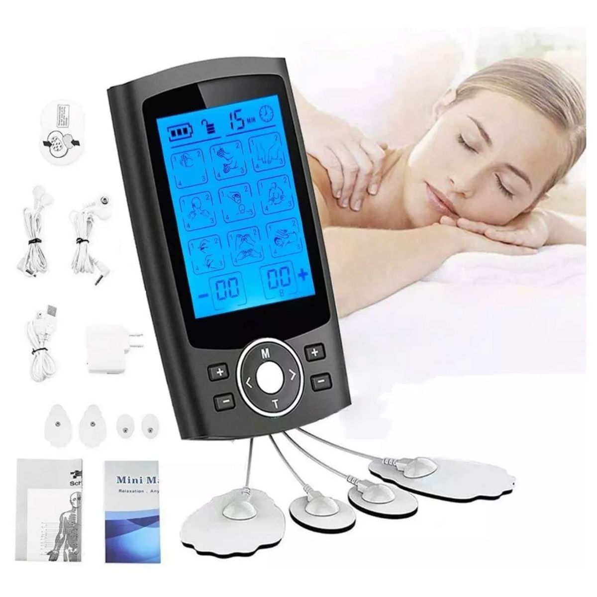 MUNDO MAGIA - Unidad Tens Ems 24 Modos Estimulador Muscular Masajeador.