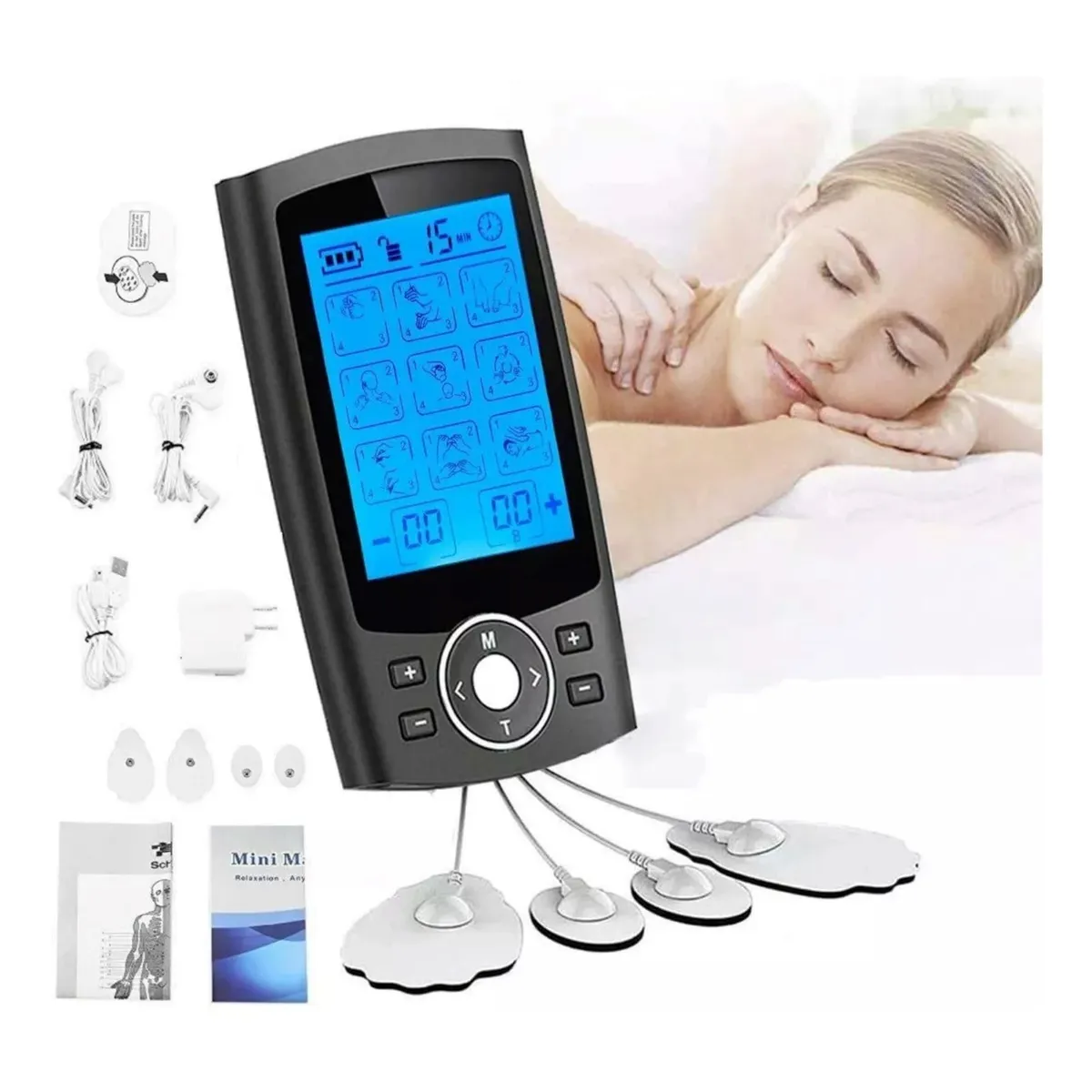 MUNDO MAGIA - Unidad Tens Ems 24 Modos Estimulador Muscular Masajeador.