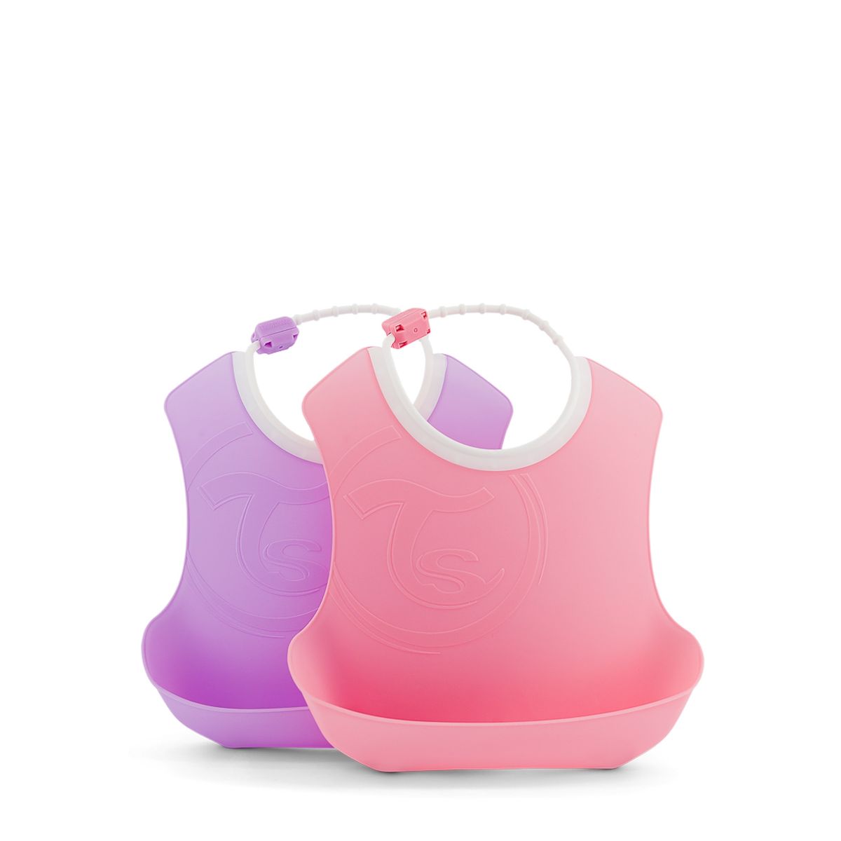 TWISTSHAKE - Babero Silicona 4M+ pack de 2 Twistshake. Rosado-Morado