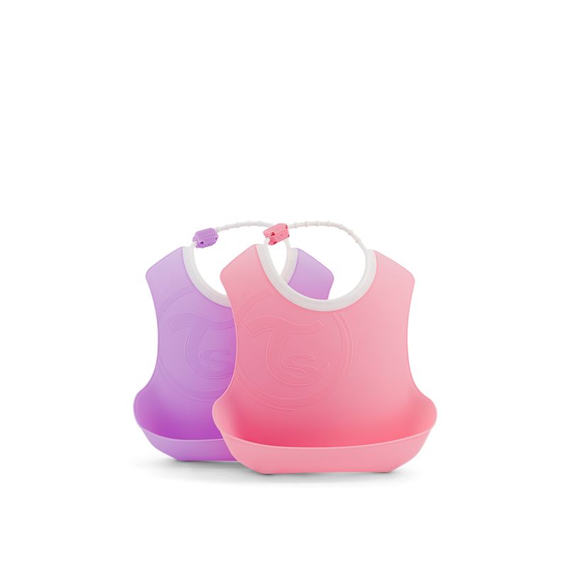 TWISTSHAKE - Babero Silicona 4M+ pack de 2 Twistshake. Rosado-Morado