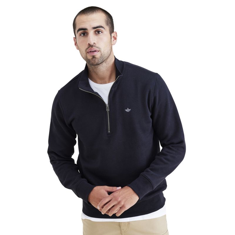 DOCKERS - Sweater Hombre Quarter-Zip Fleece Regular Fit Negro Dockers