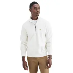 DOCKERS - Sweater Hombre Quarter-Zip Fleece Regular Fit Blanco