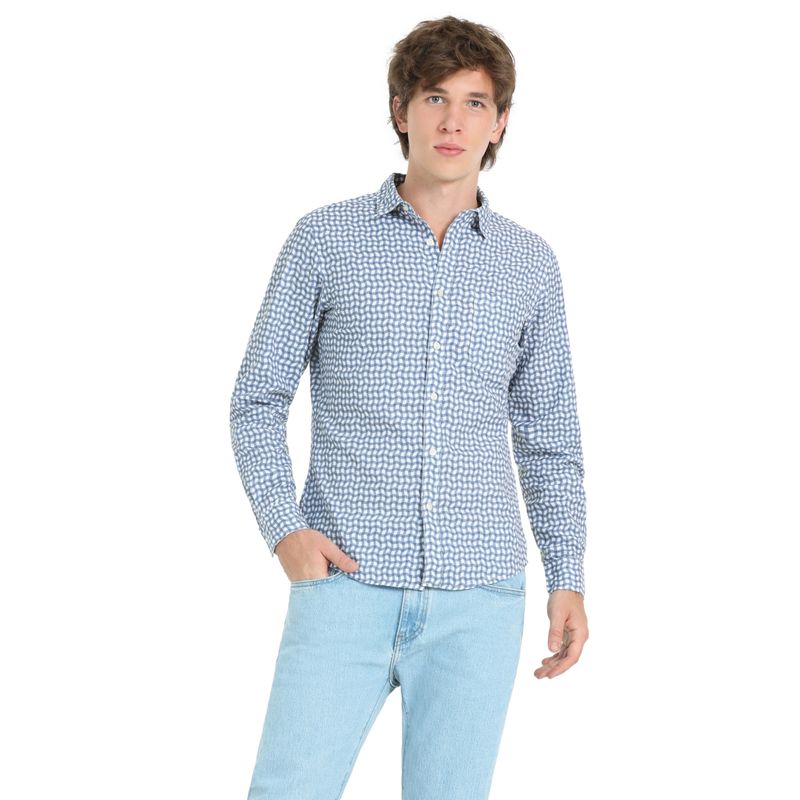 DOCKERS - Camisa Hombre Casual Slim Fit Azul Dockers