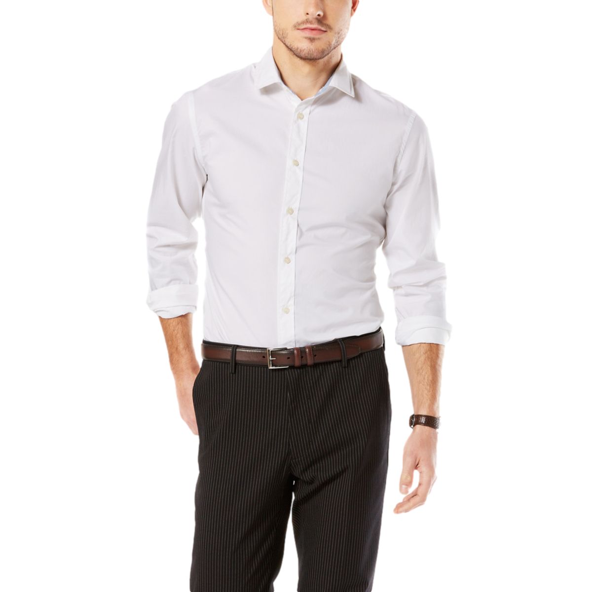 DOCKERS - Camisa Hombre Refined Poplin Slim Fit Blanco Dockers