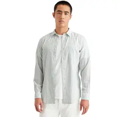 DOCKERS - Camisa Hombre Casual Slim Fit Celeste a Rayas