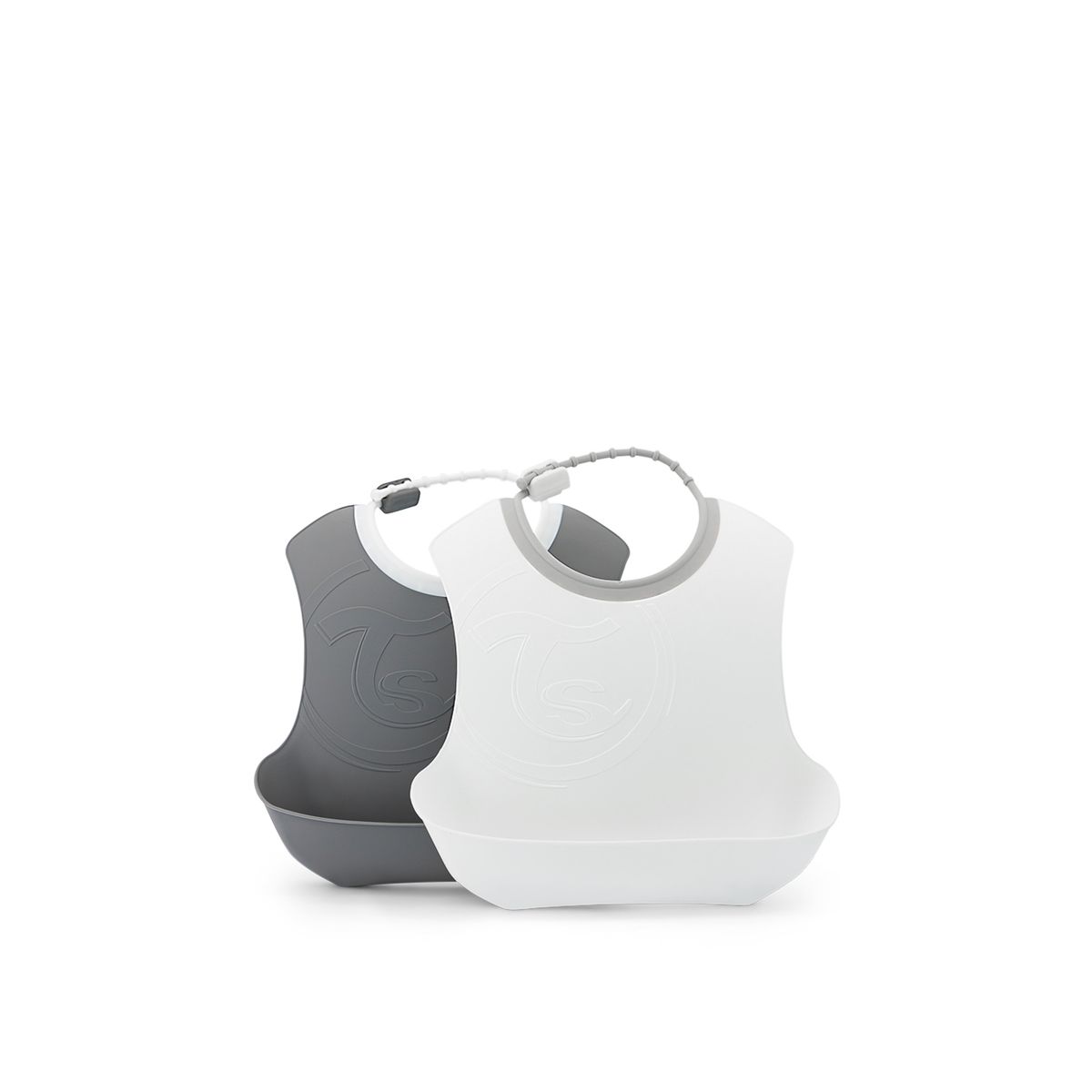 TWISTSHAKE - Babero Silicona 4M+ pack de 2 Twistshake Gris-Blanco