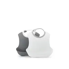 TWISTSHAKE - Babero Silicona 4M+ pack de 2 Gris-Blanco