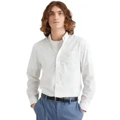 DOCKERS - Camisa Hombre Stain Defender Classic Fit Blanco