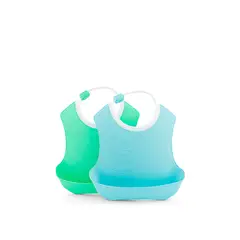 TWISTSHAKE - Babero Silicona 4M+ pack de 2 Azul-Verde
