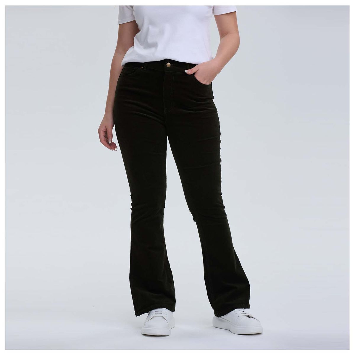 FASHION'S PARK - Pantalón Mujer Flare Cotelé Verde Fashion's Park