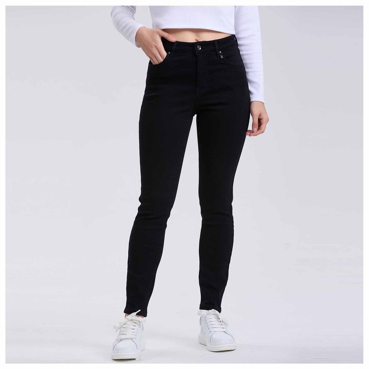 FASHION'S PARK - Jeans Mujer Skinny Con Polar Negro Fashion's Park