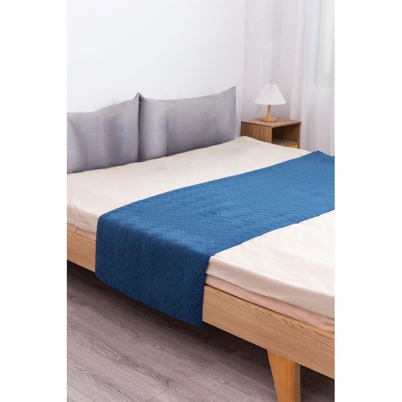 GENERICO - Piecera Para Cama 2 Plaza - King Terciopelo Plush 70x210cm - Azul