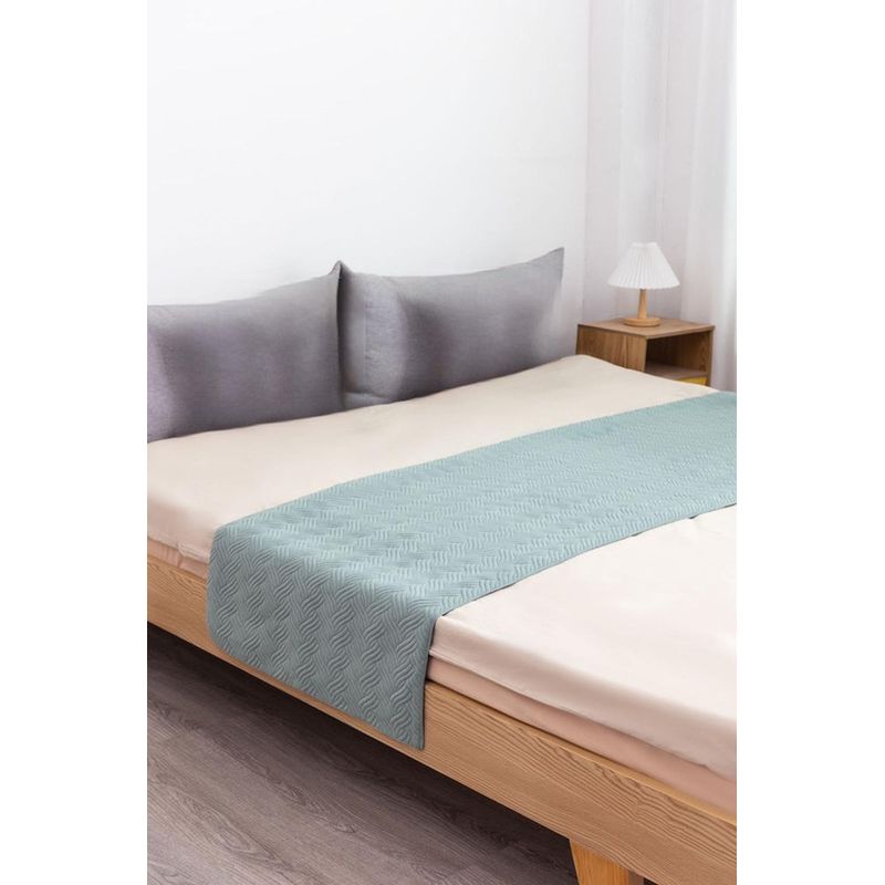 GENERICO - Piecera Para Cama 2 Plaza - King Terciopelo Plush 70x210cm Menta