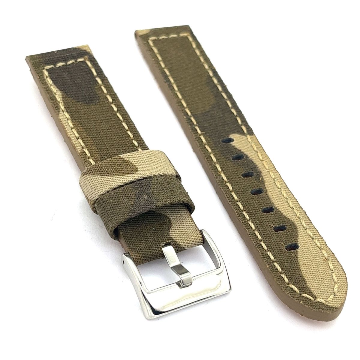 GENERICO - Correas Reloj Diloy Cuero Y Tela 18 Mm camuflaje