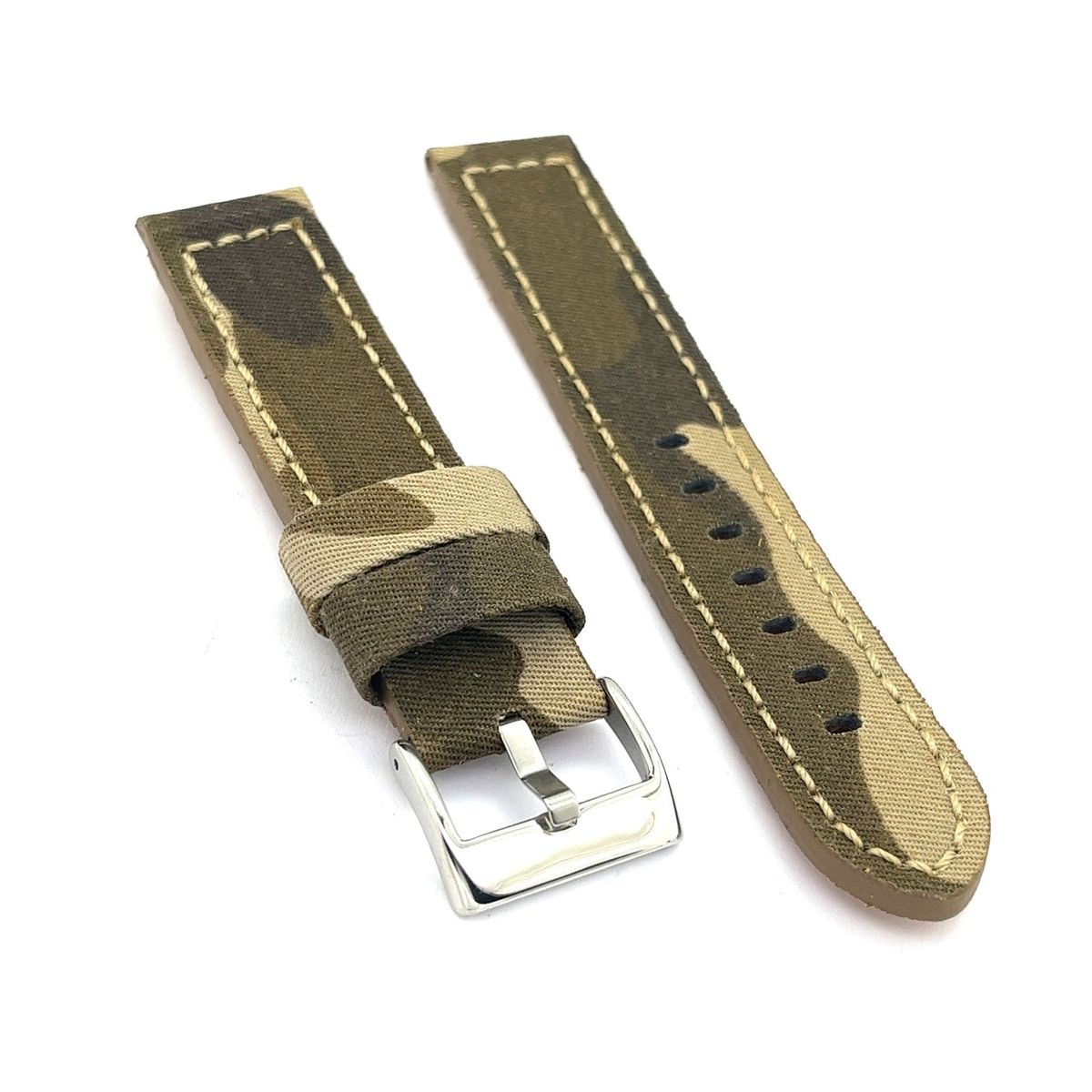 GENERICO - Correas Reloj Diloy Cuero Y Tela 18 Mm camuflaje