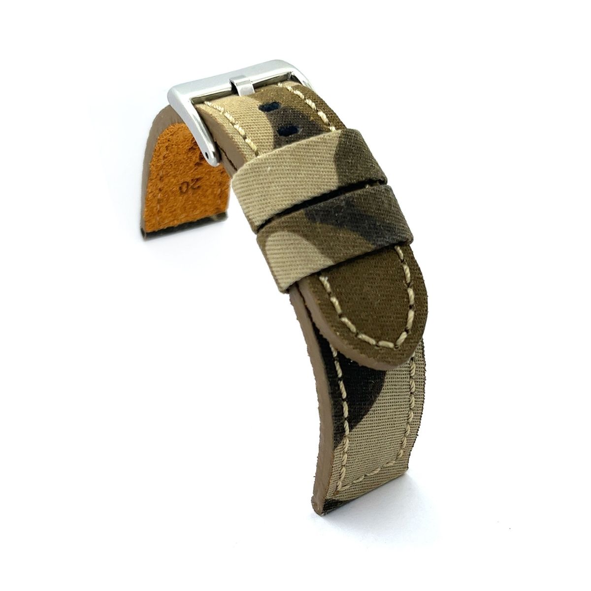 GENERICO - Correas Reloj Diloy Cuero Y Tela 22 Mm camuflaje