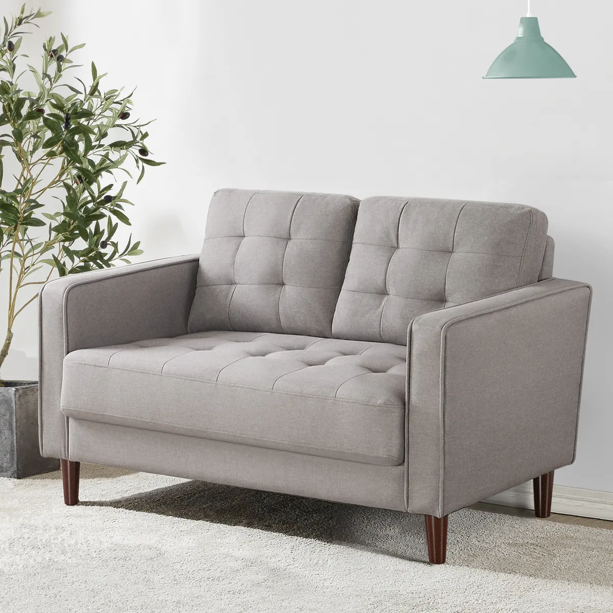ZINUS - Sofá Zinus Benton Mid-Century  Gris Piedra  135cm