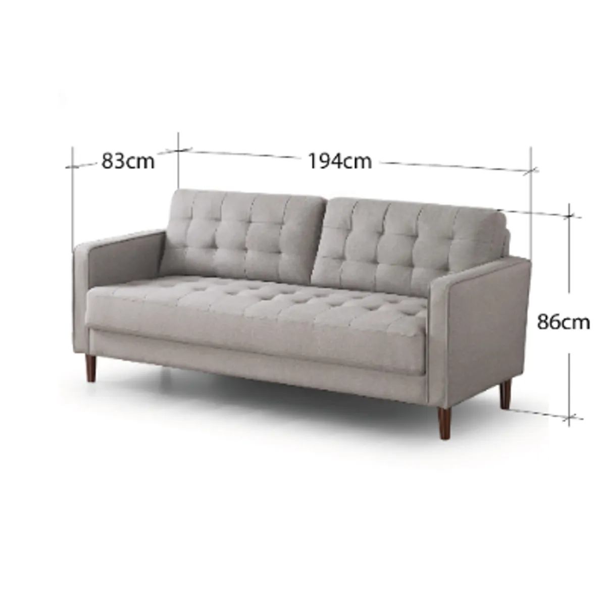 ZINUS - Sofá de 3 cuerpos Zinus Benton Mid-Century  Gris Piedra